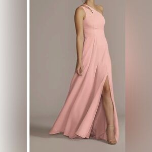 DB Celebrate Desert pink one shoulder bridesmaid dress size 24 F20458 petal
